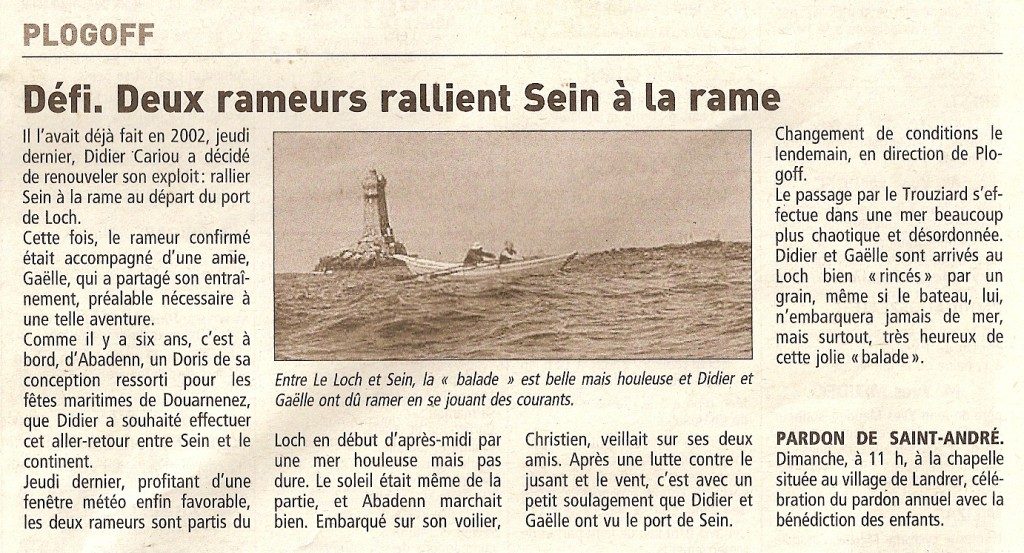 Le loch ile de sein à l'aviron