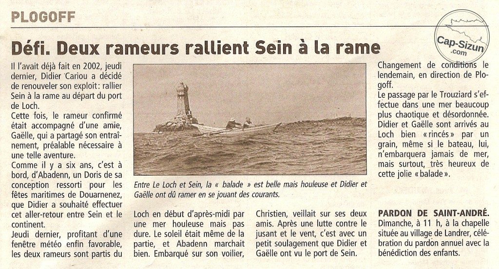 Le loch ile de sein à l'aviron