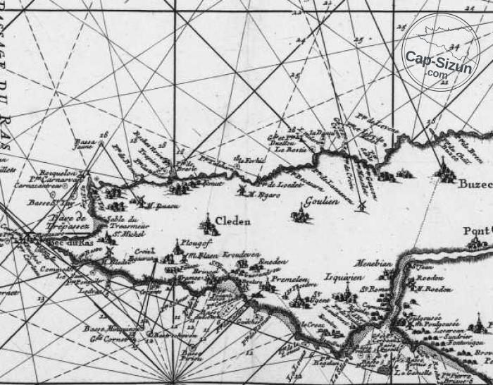 Carte ancienne des Costes du Cap Sizun 